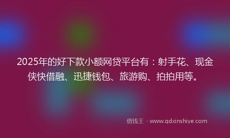 2025年的好下款小额网贷平台有：射手花、现金侠快借融、迅捷钱包、旅游购、拍拍用等。