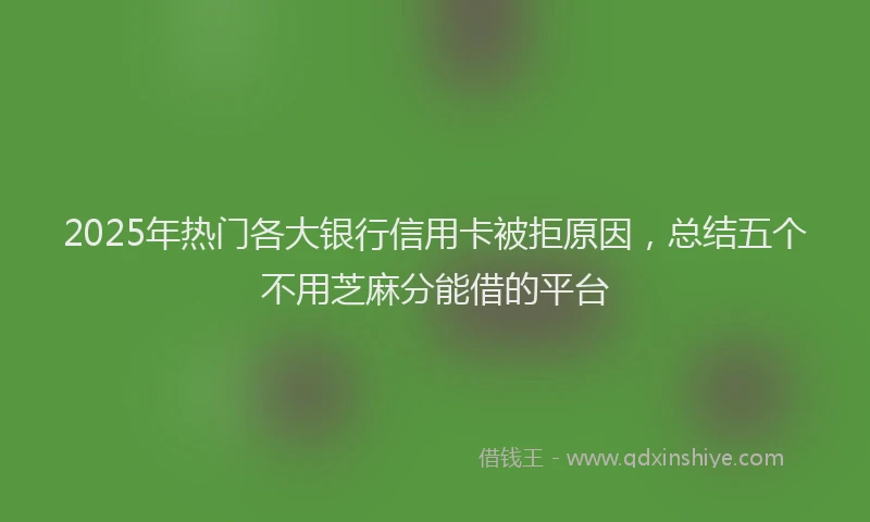 2025年热门各大银行信用卡被拒原因，总结五个不用芝麻分能借的平台