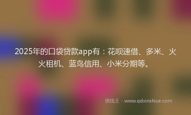 2025年的口袋贷款app有：花呗速借、多米、火火租机、蓝鸟信用、小米分期等。