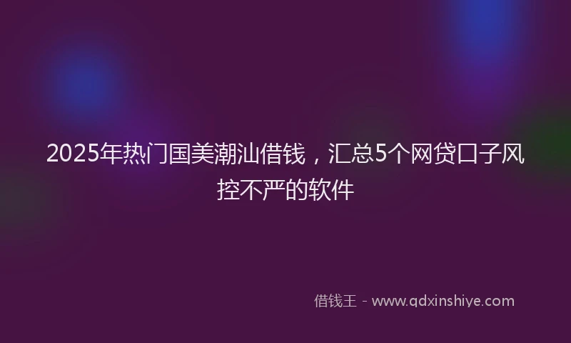 2025年热门国美潮汕借钱，汇总5个网贷口子风控不严的软件