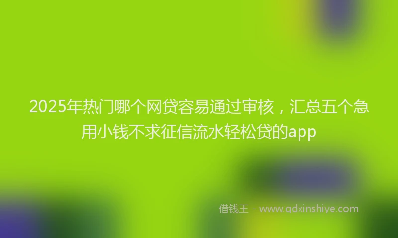 2025年热门哪个网贷容易通过审核，汇总五个急用小钱不求征信流水轻松贷的app