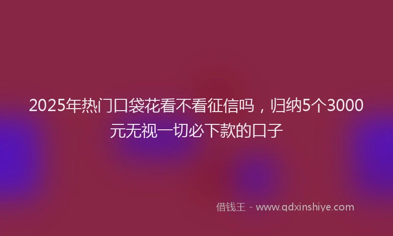 2025年热门口袋花看不看征信吗，归纳5个3000元无视一切必下款的口子