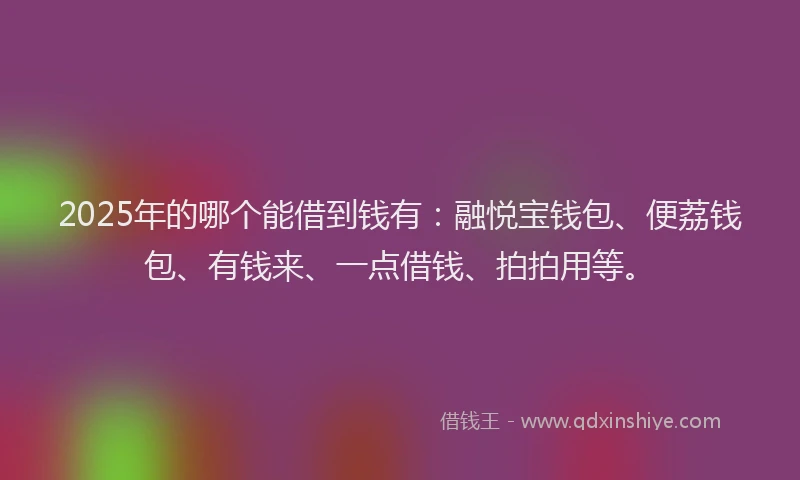2025年的哪个能借到钱有：融悦宝钱包、便荔钱包、有钱来、一点借钱、拍拍用等。