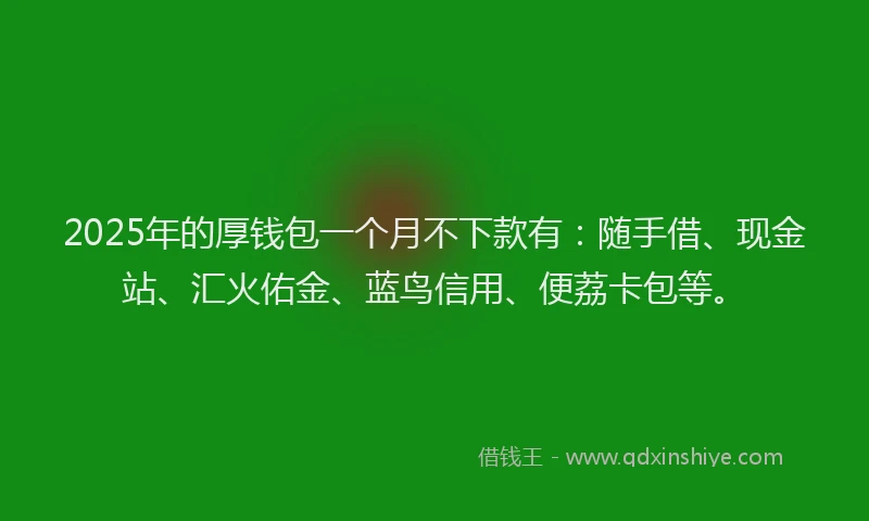 2025年的厚钱包一个月不下款有：随手借、现金站、汇火佑金、蓝鸟信用、便荔卡包等。