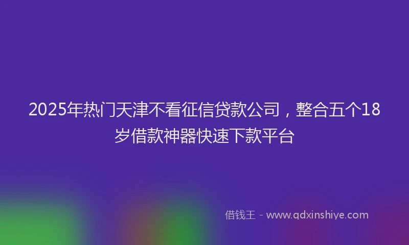 2025年热门天津不看征信贷款公司，整合五个18岁借款神器快速下款平台