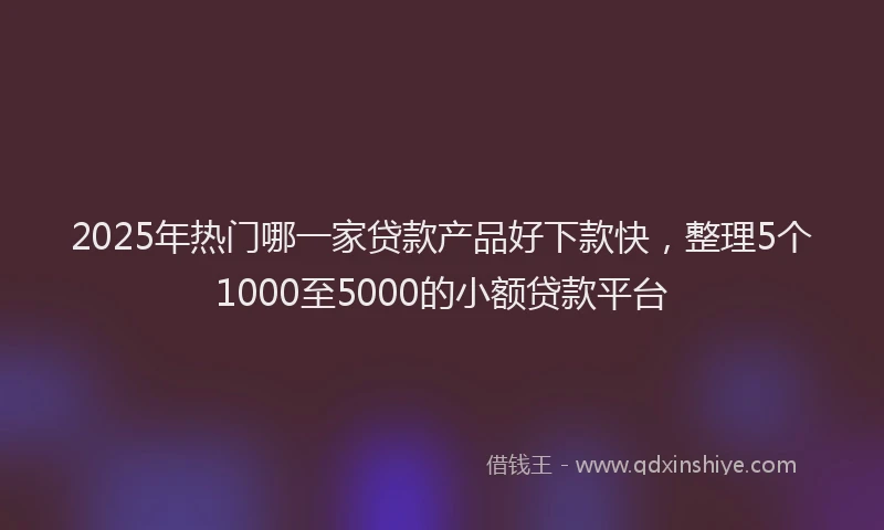 2025年热门哪一家贷款产品好下款快，整理5个1000至5000的小额贷款平台