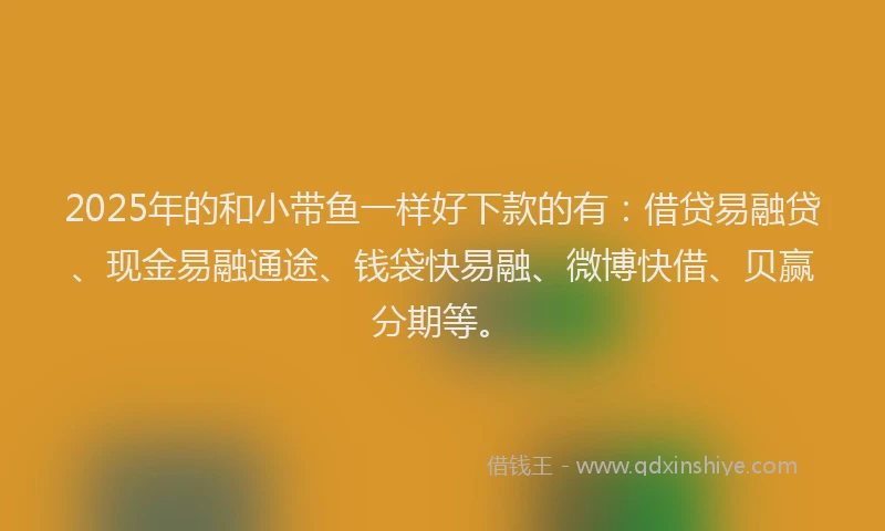 2025年的和小带鱼一样好下款的有：借贷易融贷、现金易融通途、钱袋快易融、微博快借、贝赢分期等。