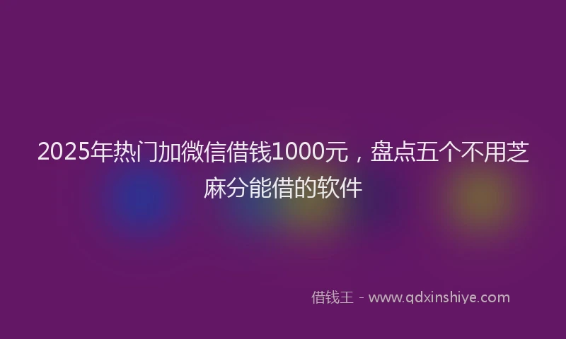 2025年热门加微信借钱1000元，盘点五个不用芝麻分能借的软件