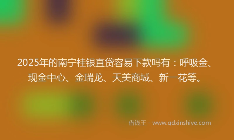 2025年的南宁桂银直贷容易下款吗有：呼吸金、现金中心、金瑞龙、天美商城、新一花等。
