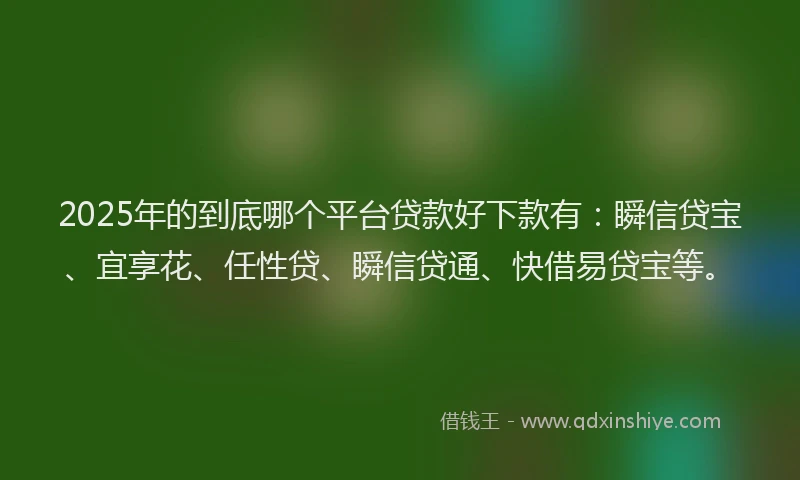 2025年的到底哪个平台贷款好下款有：瞬信贷宝、宜享花、任性贷、瞬信贷通、快借易贷宝等。