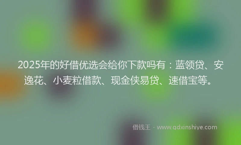 2025年的好借优选会给你下款吗有：蓝领贷、安逸花、小麦粒借款、现金侠易贷、速借宝等。