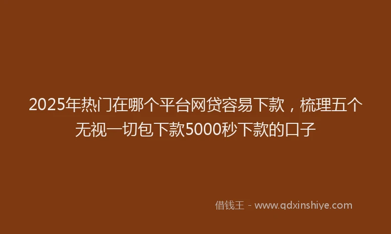 2025年热门在哪个平台网贷容易下款，梳理五个无视一切包下款5000秒下款的口子