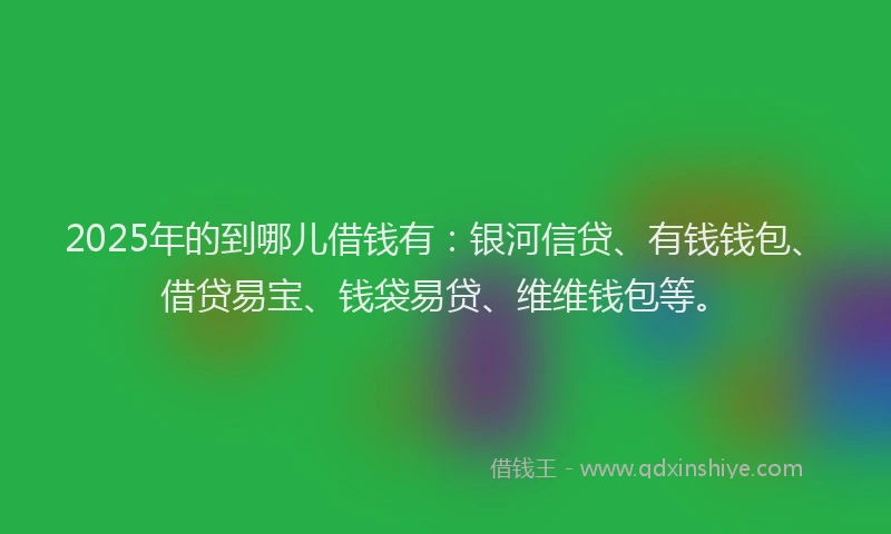 2025年的到哪儿借钱有：银河信贷、有钱钱包、借贷易宝、钱袋易贷、维维钱包等。