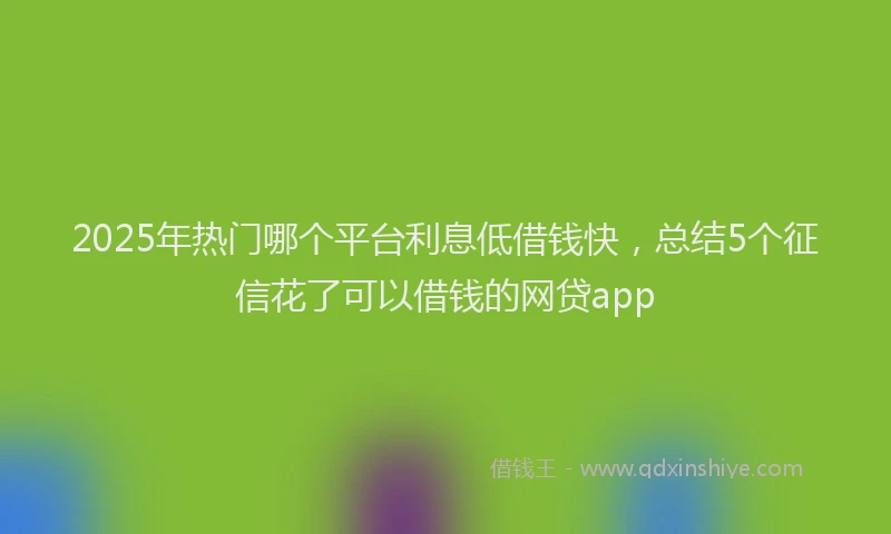 2025年热门哪个平台利息低借钱快，总结5个征信花了可以借钱的网贷app