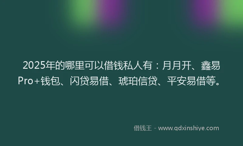 2025年的哪里可以借钱私人有：月月开、鑫易Pro+钱包、闪贷易借、琥珀信贷、平安易借等。