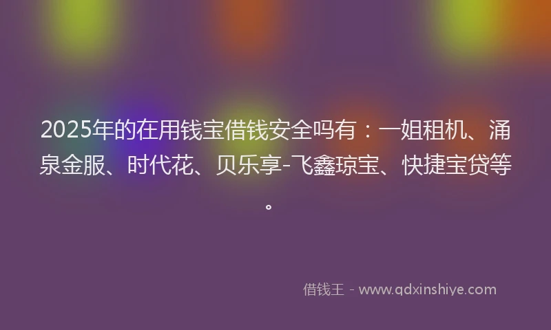 2025年的在用钱宝借钱安全吗有：一姐租机、涌泉金服、时代花、贝乐享-飞鑫琼宝、快捷宝贷等。