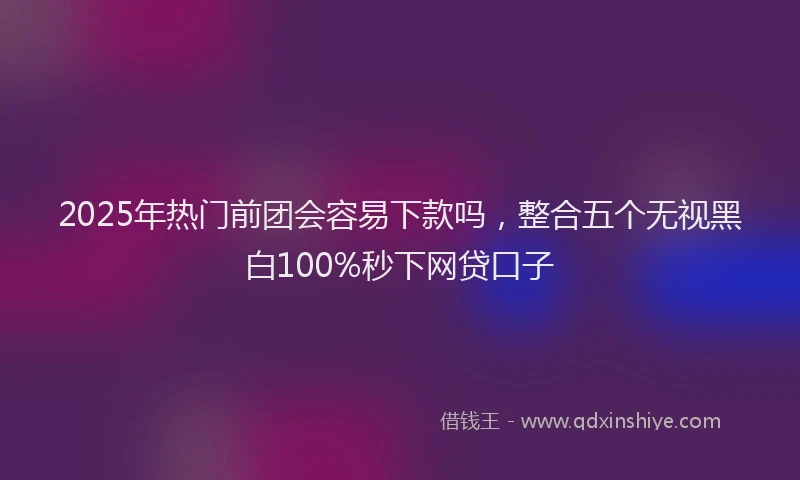2025年热门前团会容易下款吗，整合五个无视黑白100%秒下网贷口子