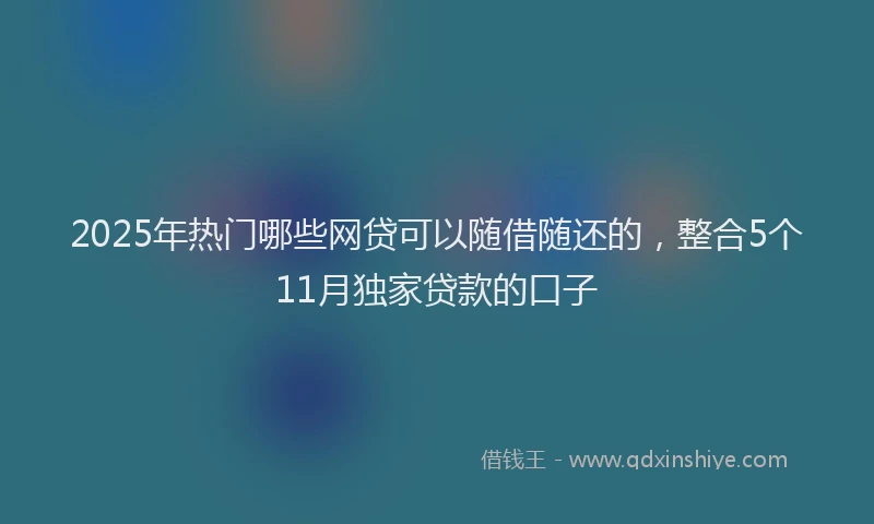 2025年热门哪些网贷可以随借随还的，整合5个11月独家贷款的口子