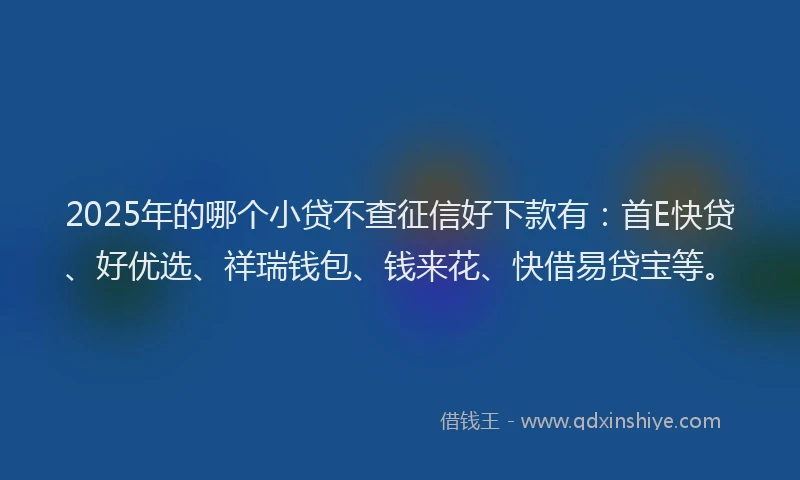 2025年的哪个小贷不查征信好下款有：首E快贷、好优选、祥瑞钱包、钱来花、快借易贷宝等。