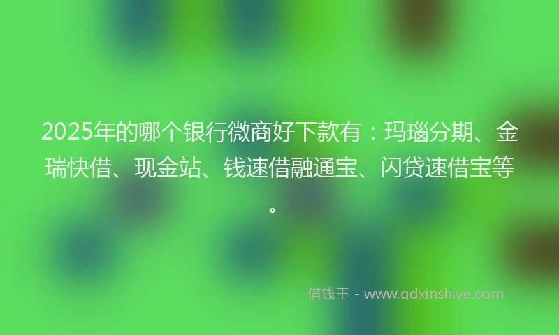 2025年的哪个银行微商好下款有：玛瑙分期、金瑞快借、现金站、钱速借融通宝、闪贷速借宝等。