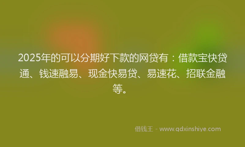 2025年的可以分期好下款的网贷有：借款宝快贷通、钱速融易、现金快易贷、易速花、招联金融等。