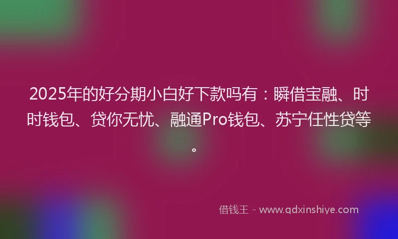 2025年的好分期小白好下款吗有：瞬借宝融、时时钱包、贷你无忧、融通Pro钱包、苏宁任性贷等。