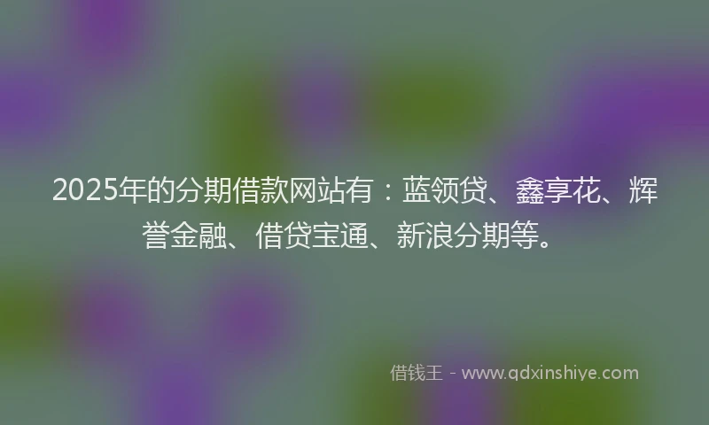 2025年的分期借款网站有：蓝领贷、鑫享花、辉誉金融、借贷宝通、新浪分期等。