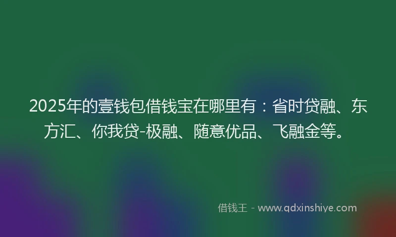 2025年的壹钱包借钱宝在哪里有：省时贷融、东方汇、你我贷-极融、随意优品、飞融金等。