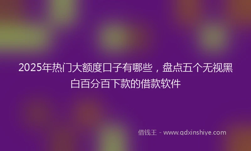 2025年热门大额度口子有哪些，盘点五个无视黑白百分百下款的借款软件
