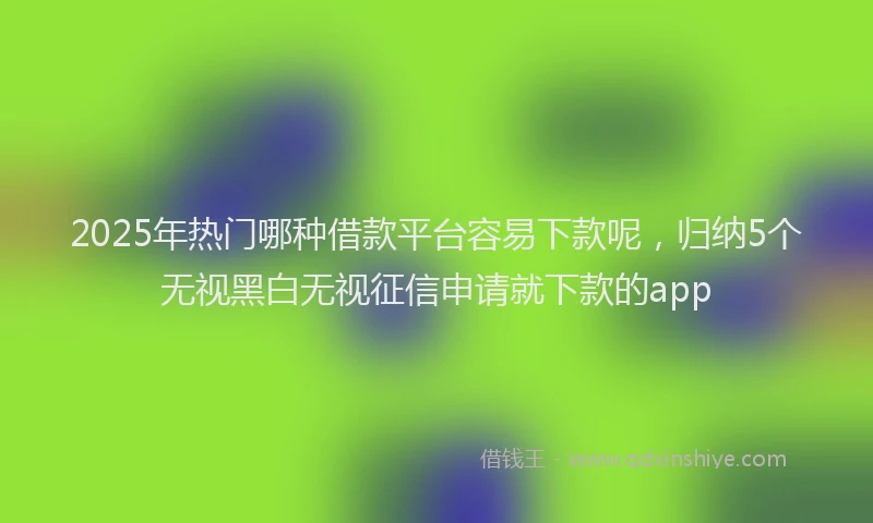 2025年热门哪种借款平台容易下款呢，归纳5个无视黑白无视征信申请就下款的app
