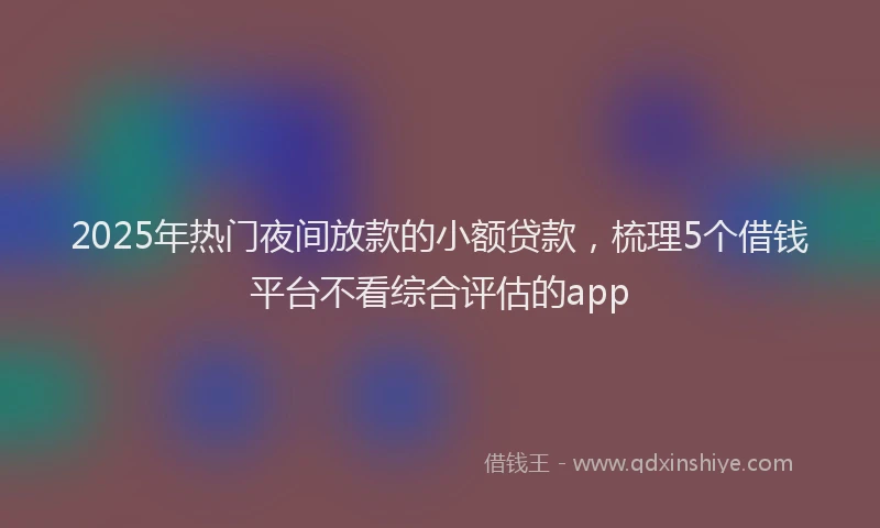 2025年热门夜间放款的小额贷款，梳理5个借钱平台不看综合评估的app