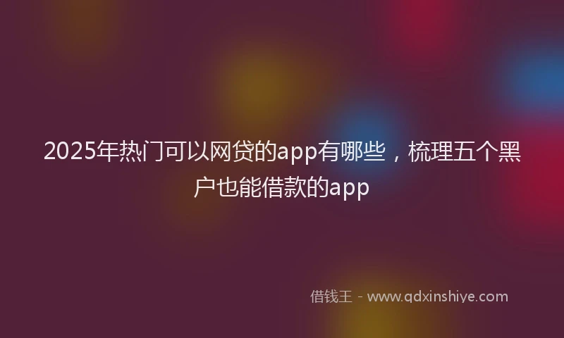 2025年热门可以网贷的app有哪些，梳理五个黑户也能借款的app