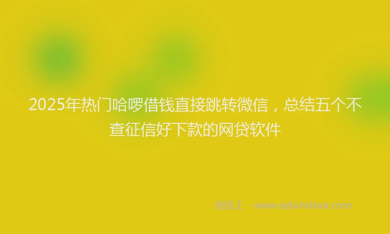 2025年热门哈啰借钱直接跳转微信，总结五个不查征信好下款的网贷软件