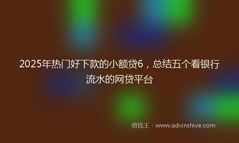 2025年热门好下款的小额贷6，总结五个看银行流水的网贷平台
