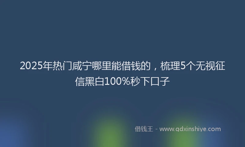 2025年热门咸宁哪里能借钱的，梳理5个无视征信黑白100%秒下口子