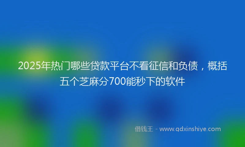 2025年热门哪些贷款平台不看征信和负债，概括五个芝麻分700能秒下的软件