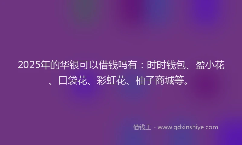 2025年的华银可以借钱吗有：时时钱包、盈小花、口袋花、彩虹花、柚子商城等。