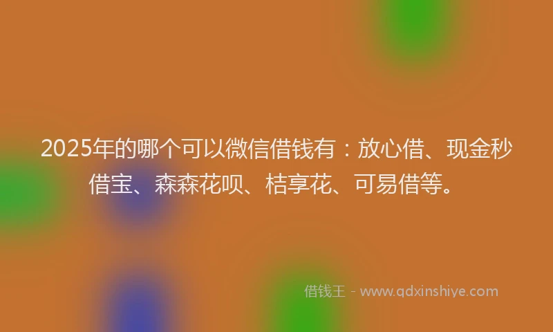 2025年的哪个可以微信借钱有：放心借、现金秒借宝、森森花呗、桔享花、可易借等。