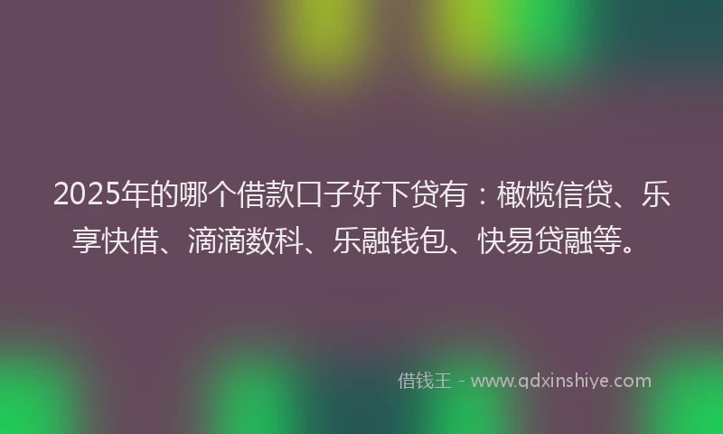 2025年的哪个借款口子好下贷有：橄榄信贷、乐享快借、滴滴数科、乐融钱包、快易贷融等。