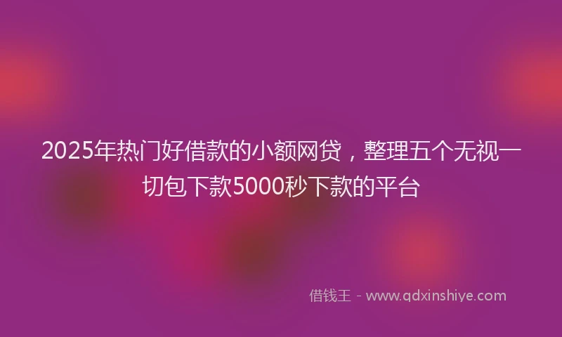 2025年热门好借款的小额网贷，整理五个无视一切包下款5000秒下款的平台