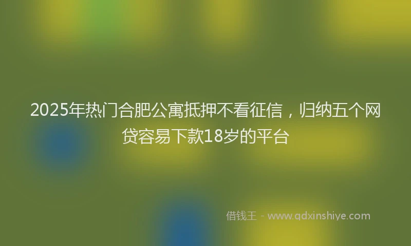 2025年热门合肥公寓抵押不看征信，归纳五个网贷容易下款18岁的平台