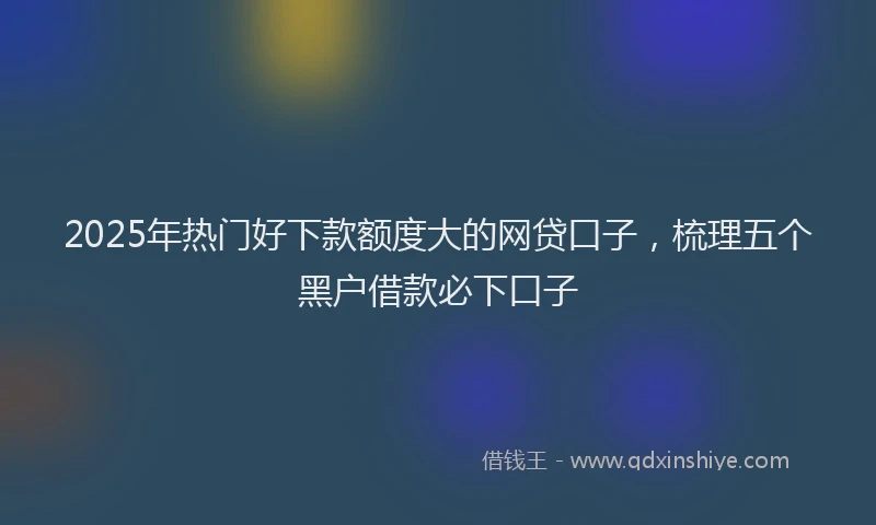 2025年热门好下款额度大的网贷口子，梳理五个黑户借款必下口子