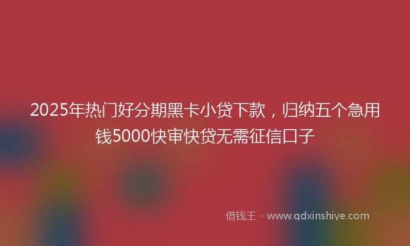 2025年热门好分期黑卡小贷下款，归纳五个急用钱5000快审快贷无需征信口子
