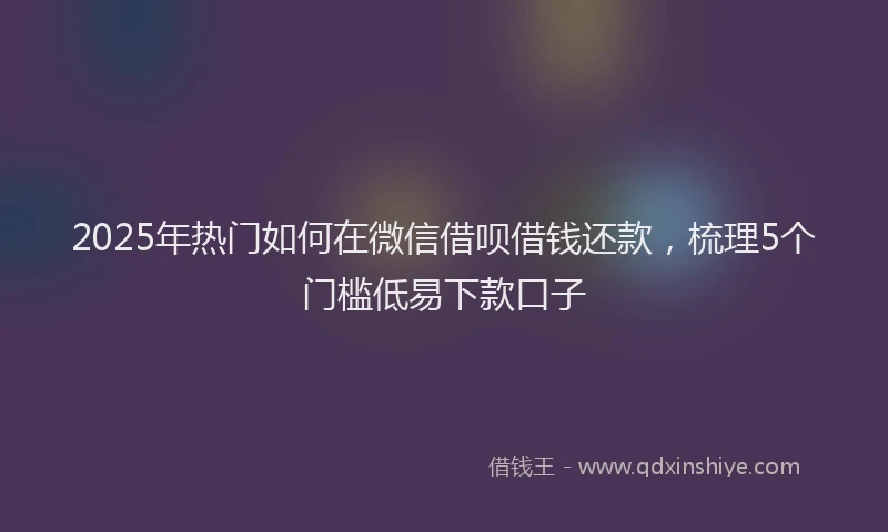 2025年热门如何在微信借呗借钱还款，梳理5个门槛低易下款口子