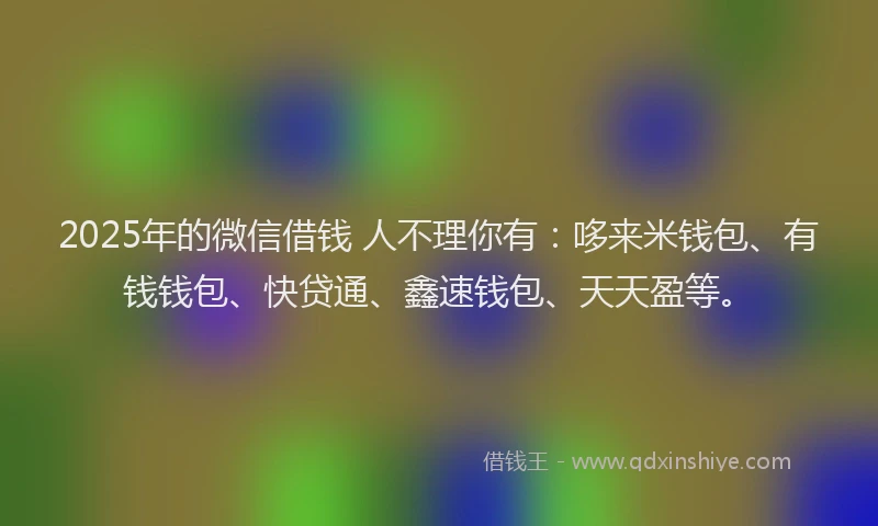 2025年的微信借钱 人不理你有：哆来米钱包、有钱钱包、快贷通、鑫速钱包、天天盈等。