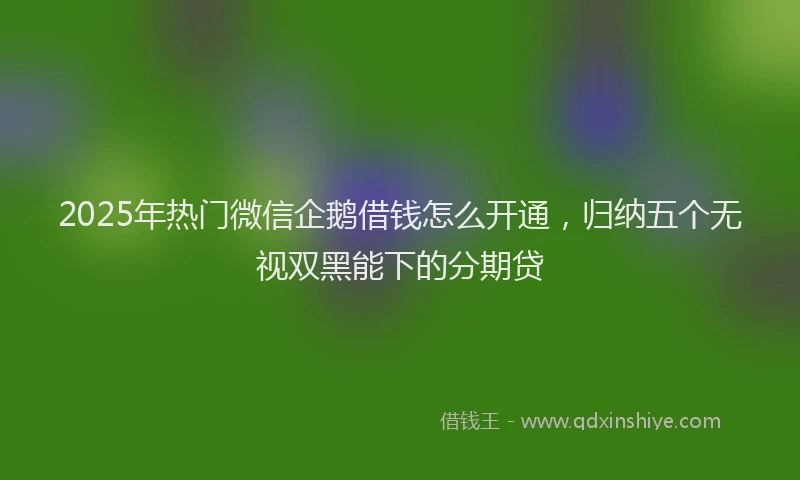 2025年热门微信企鹅借钱怎么开通，归纳五个无视双黑能下的分期贷