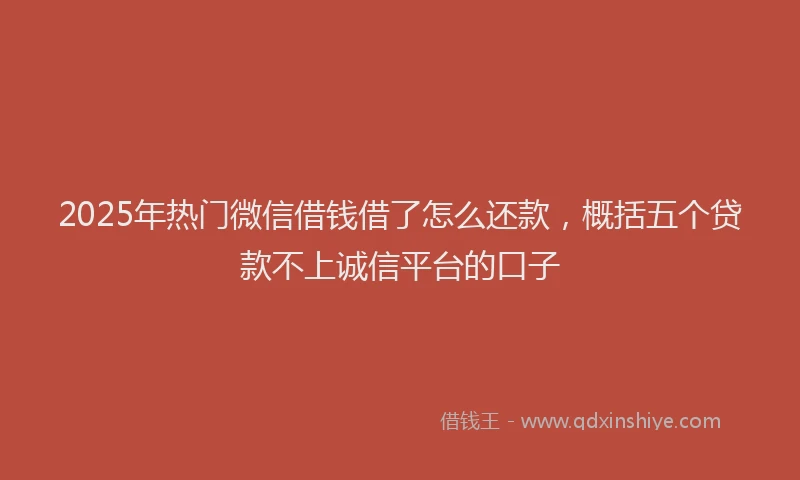 2025年热门微信借钱借了怎么还款，概括五个贷款不上诚信平台的口子