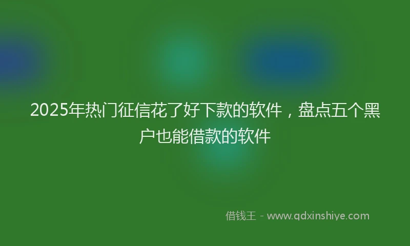 2025年热门征信花了好下款的软件，盘点五个黑户也能借款的软件