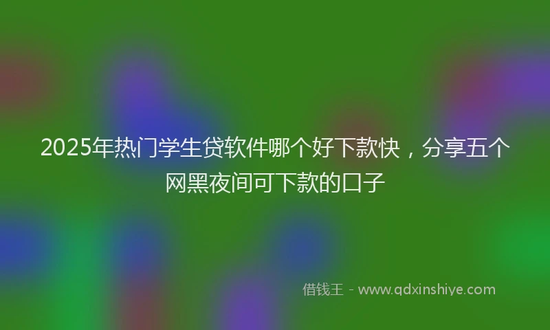 2025年热门学生贷软件哪个好下款快，分享五个网黑夜间可下款的口子