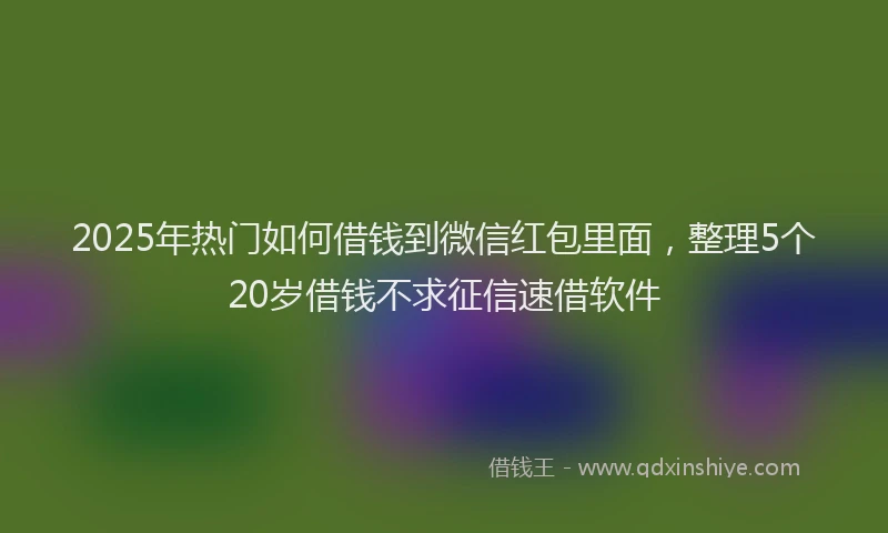 2025年热门如何借钱到微信红包里面，整理5个20岁借钱不求征信速借软件